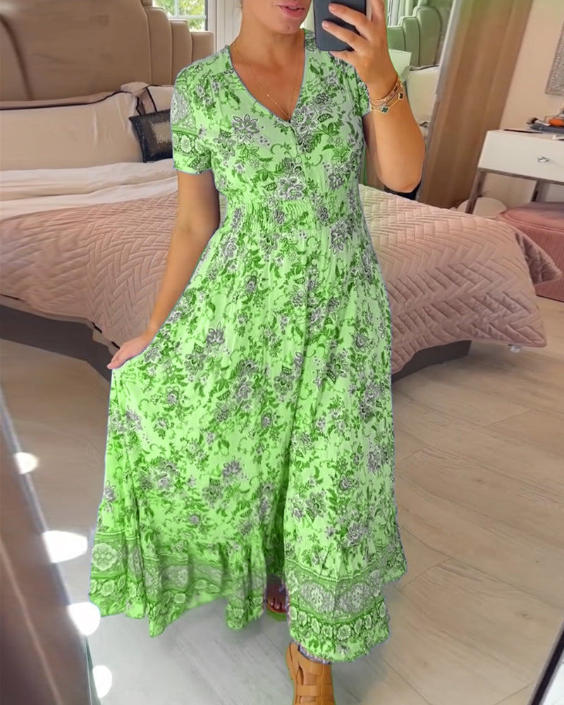 Indy | Floral Print V-Neck Dress