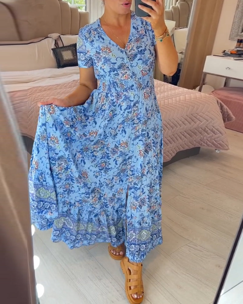 Indy | Floral Print V-Neck Dress