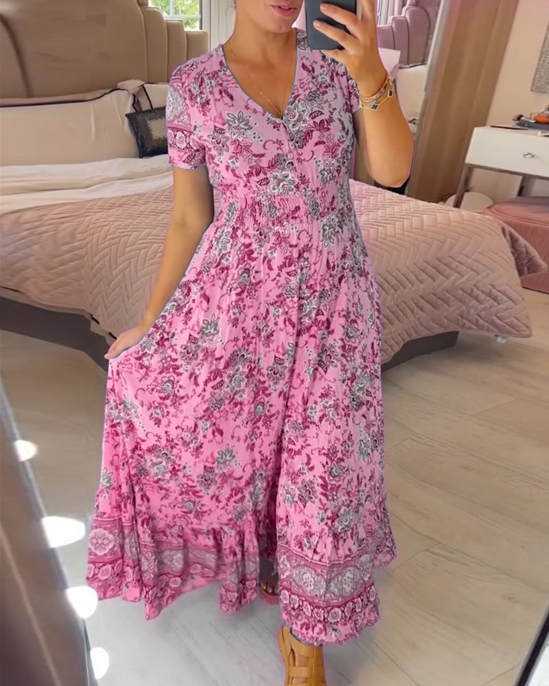 Indy | Floral Print V-Neck Dress
