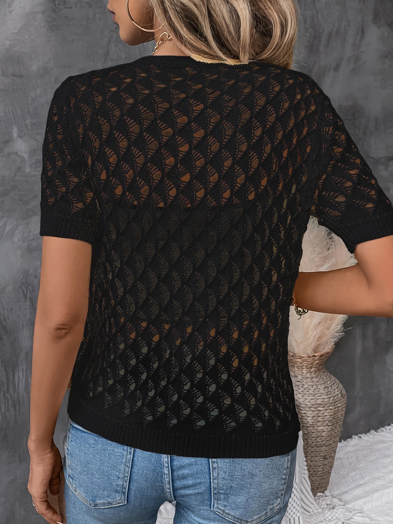 Isla | Elegant V-Neck Lace Short Sleeve Pullover