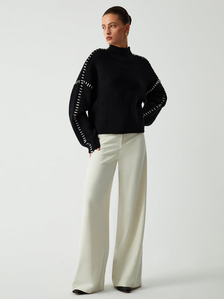 Alma | Pull à col roulé avec des détails en piqué