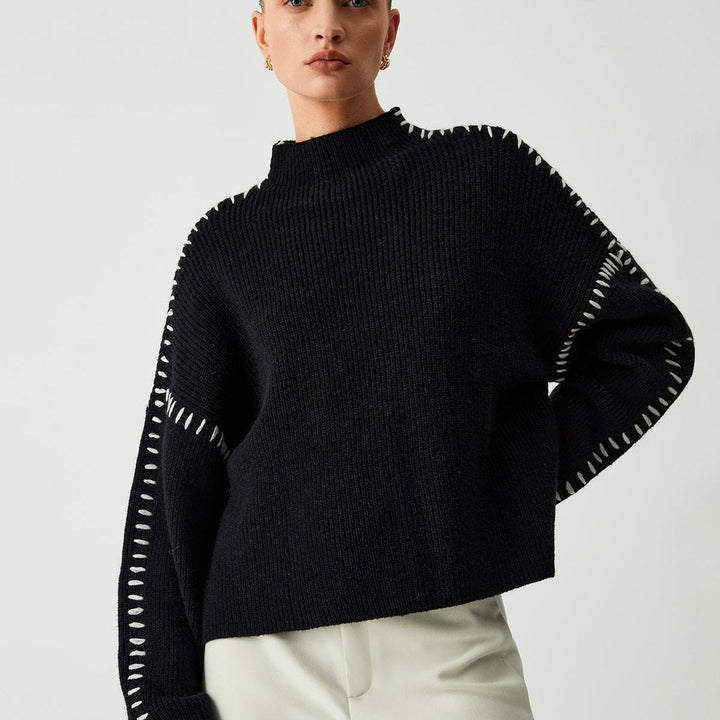 Alma | Pull à col roulé avec des détails en piqué