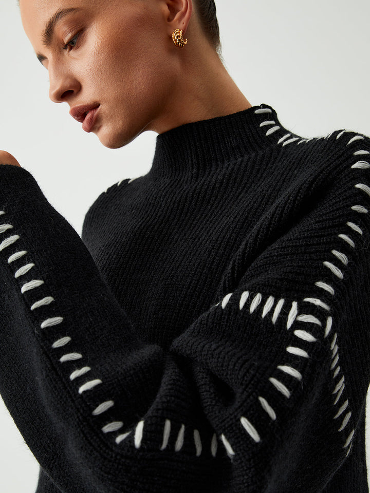 Alma | Pull à col roulé avec des détails en piqué
