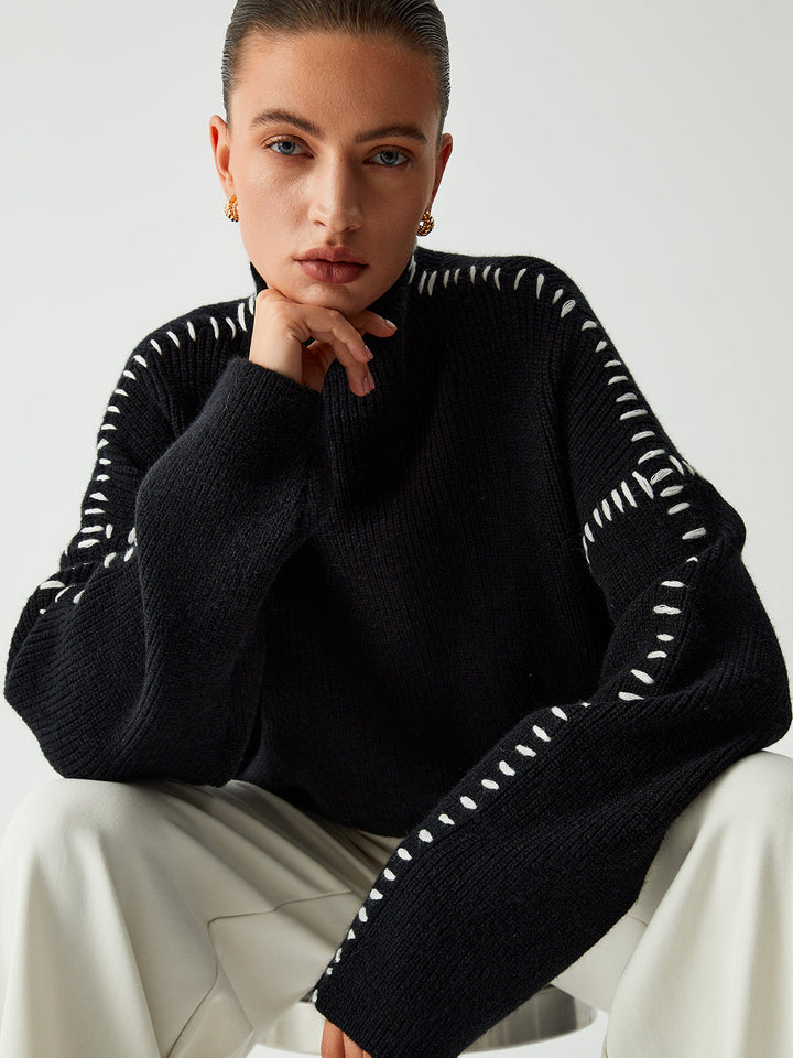 Alma | Pull à col roulé avec des détails en piqué