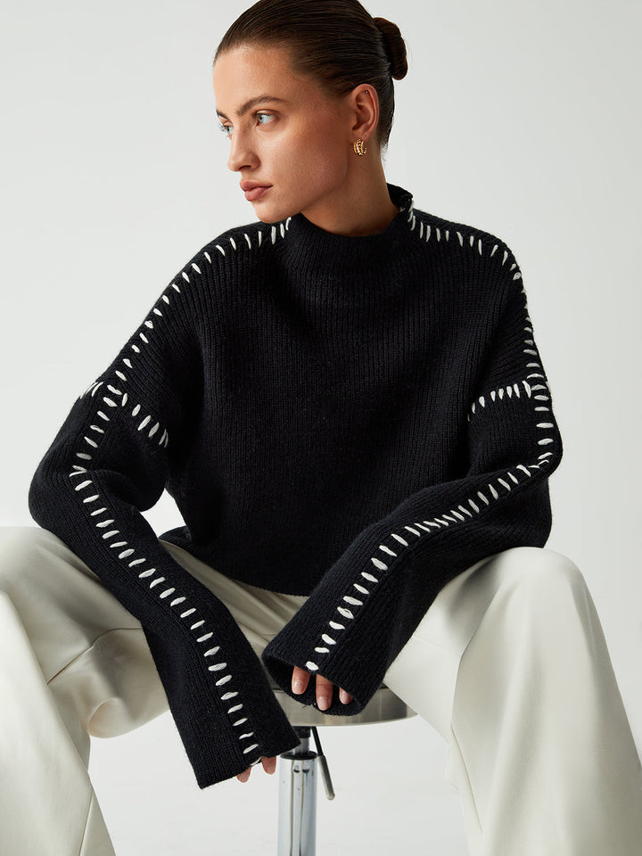 Alma | Pull à col roulé avec des détails en piqué
