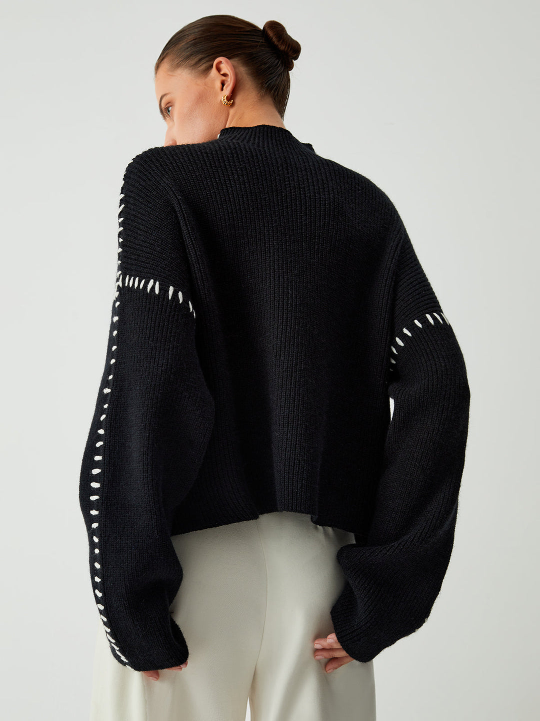 Alma | Pull à col roulé avec des détails en piqué