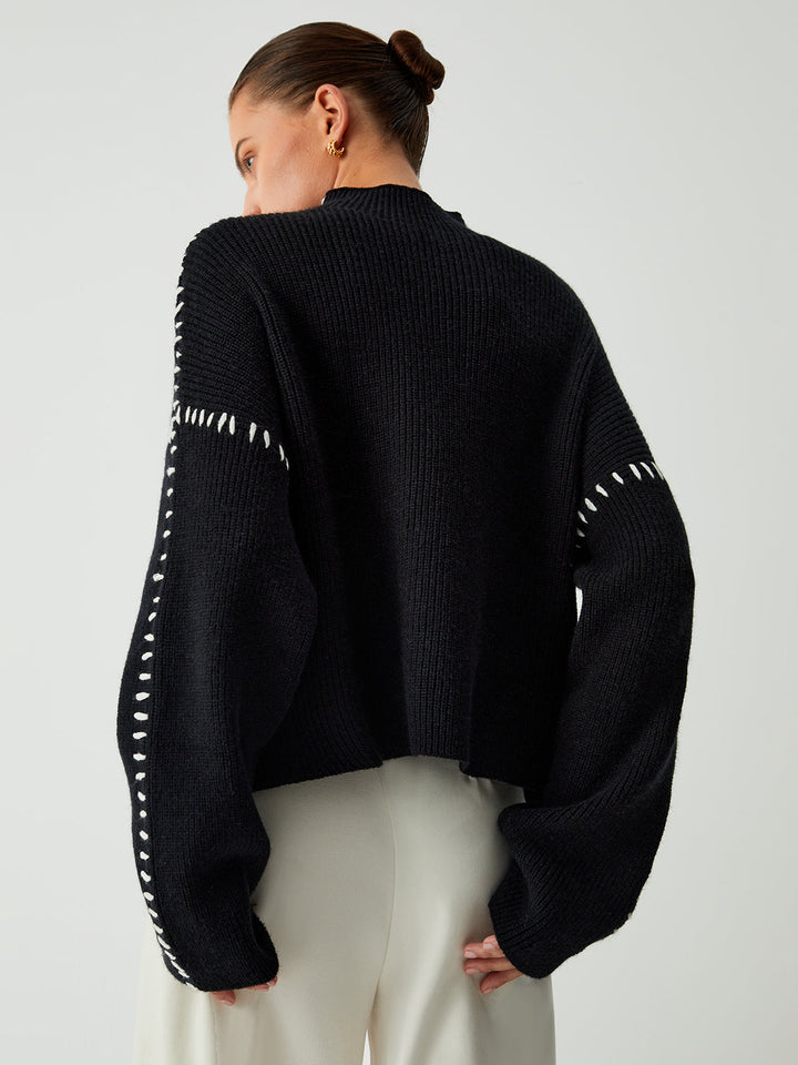 Alma | Pull à col roulé avec des détails en piqué