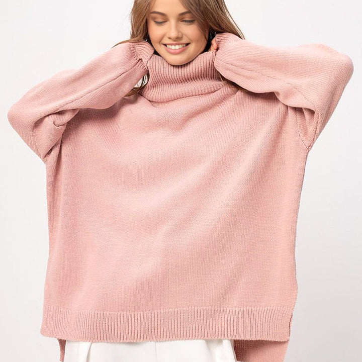 Dina | Pull à col roulé avec fente oversize
