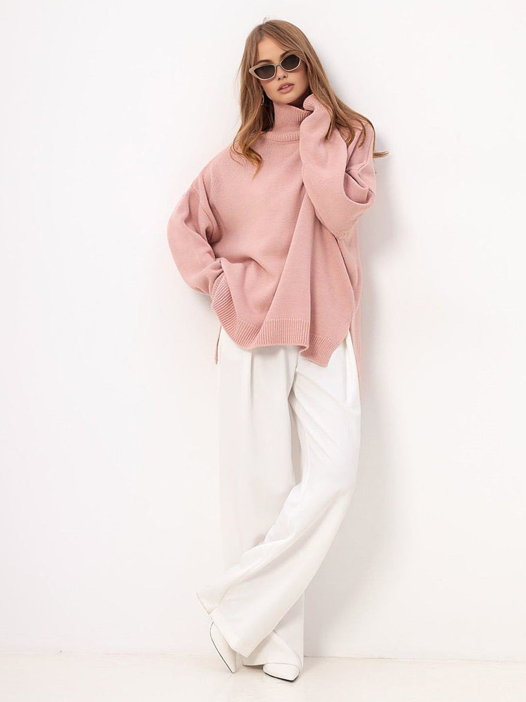 Dina | Pull à col roulé avec fente oversize