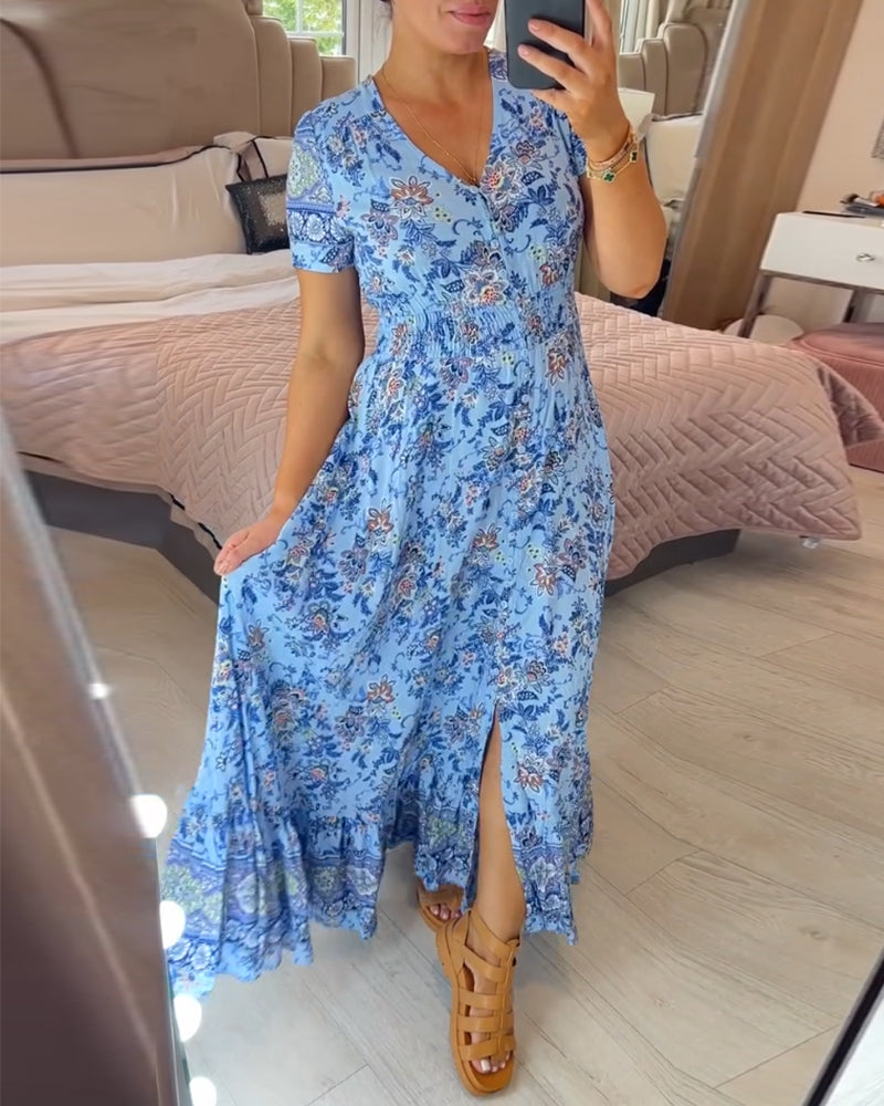 Indy | Floral Print V-Neck Dress